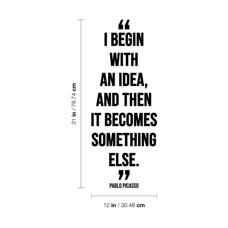Vinyl Wall Art Decal - I Begin With An A Idea - Motivational Trendy Good Vibes Quote Stocker For Bedroom Kids Room Playroom Classroom Library School Office Coffee Shop Decor 4