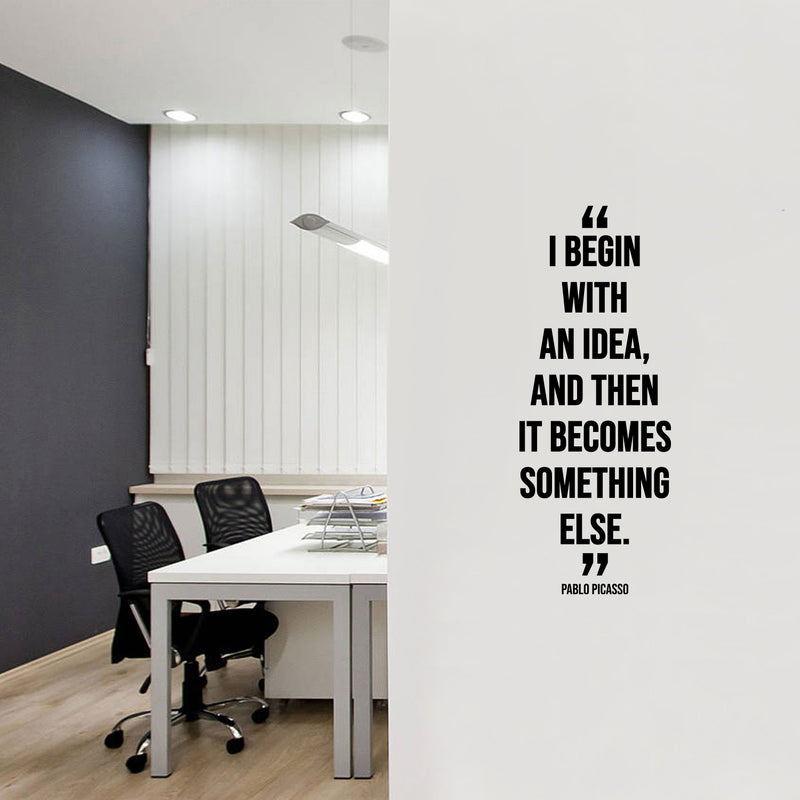 Vinyl Wall Art Decal - I Begin With An A Idea - Motivational Trendy Good Vibes Quote Stocker For Bedroom Kids Room Playroom Classroom Library School Office Coffee Shop Decor 3