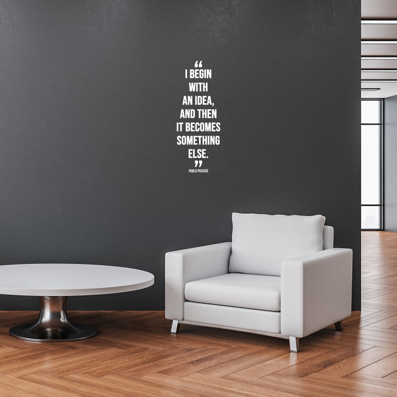 Vinyl Wall Art Decal - I Begin With An A Idea  - 31" x 12" - Motivational Trendy Good Vibes Quote Stocker For Bedroom Kids Room Playroom Classroom Library  School Office Coffee Shop Decor 3