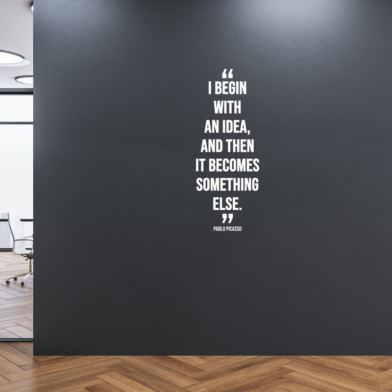 Vinyl Wall Art Decal - I Begin With An A Idea  - 31" x 12" - Motivational Trendy Good Vibes Quote Stocker For Bedroom Kids Room Playroom Classroom Library  School Office Coffee Shop Decor 1