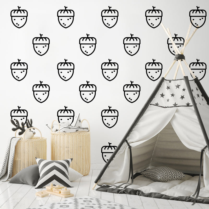 Set Of 15 Vinyl Wall Art Decal - Acorn Pattern - From 6.Each - Squirrel Cute Adhesive Sticker Design For Home Children Bedroom Office Nursery Playroom Decor 2