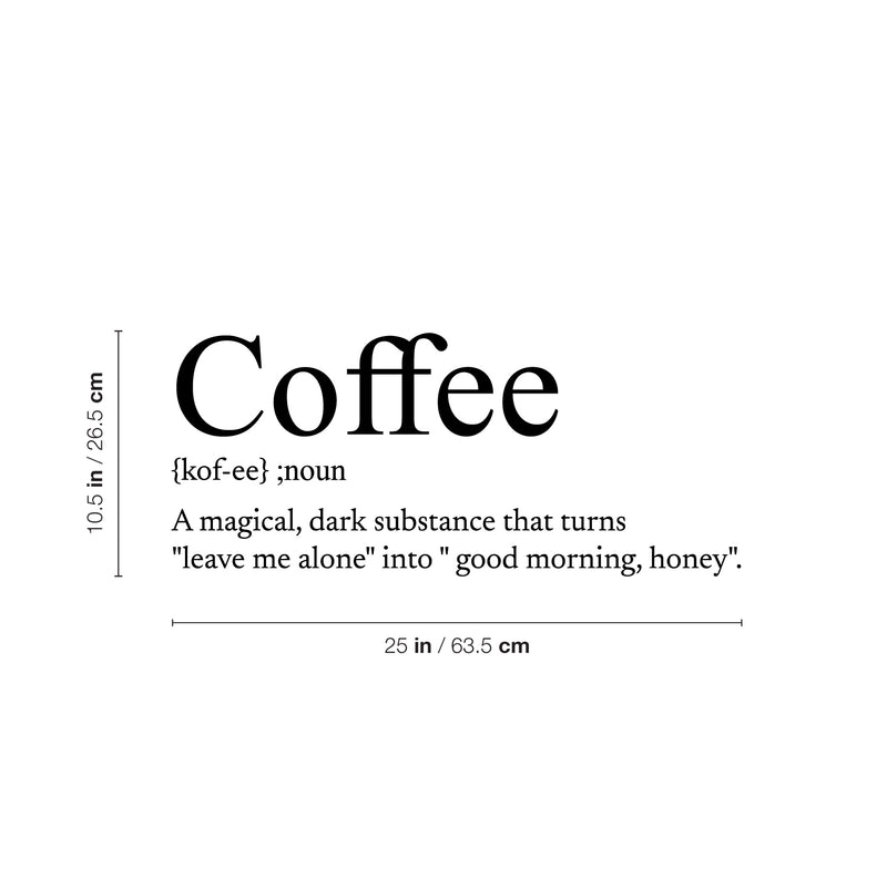 Vinyl Wall Art Decal - Coffee Meaning - 21.5" x 13" - Trendy Funny Caffeine Adult Joke Quote Sticker For Home Kitchen Office Coffee Shop Restaurant Storefront Decor 4