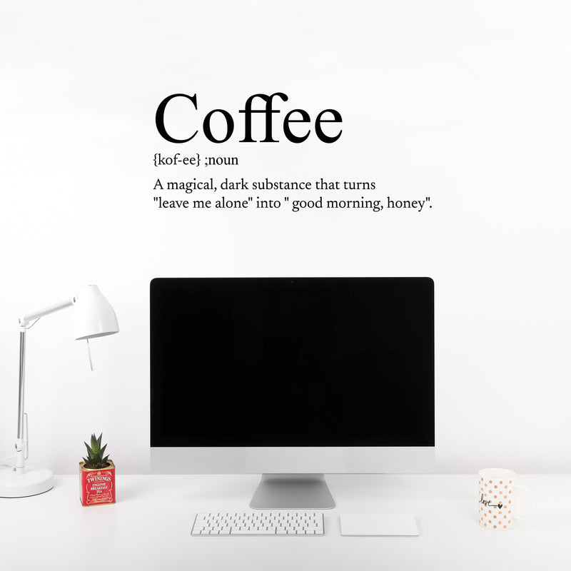 Vinyl Wall Art Decal - Coffee Meaning - 21.5" x 13" - Trendy Funny Caffeine Adult Joke Quote Sticker For Home Kitchen Office Coffee Shop Restaurant Storefront Decor 2