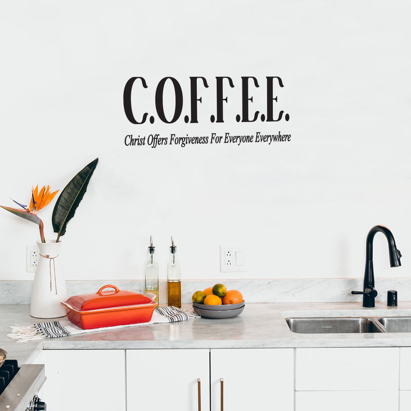 Vinyl Wall Art Decal - COFFEE - 16" x 40" - Trendy Funny Spiritual Inspiring Caffeine Quote Sticker For Home Kitchen Office Coffee Shop Restaurant Storefront Decor 3