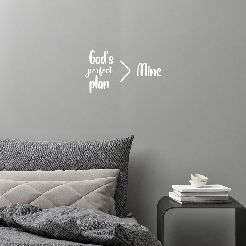 Vinyl Wall Art Decal - God's Perfect Plan > Mine - 8.5" x 15" - Trendy Funny Adult Sarcastic Joke Quote Sticker For Home Bedroom Living Room Office Decor 2