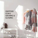 Vinyl Wall Art Decal - Gratitude Goals Growing Glowing - Trendy Lovely Inspirational Optimistic Quote Sticker For Home Bedroom Closet Living Room Playroom School Office Decor 2