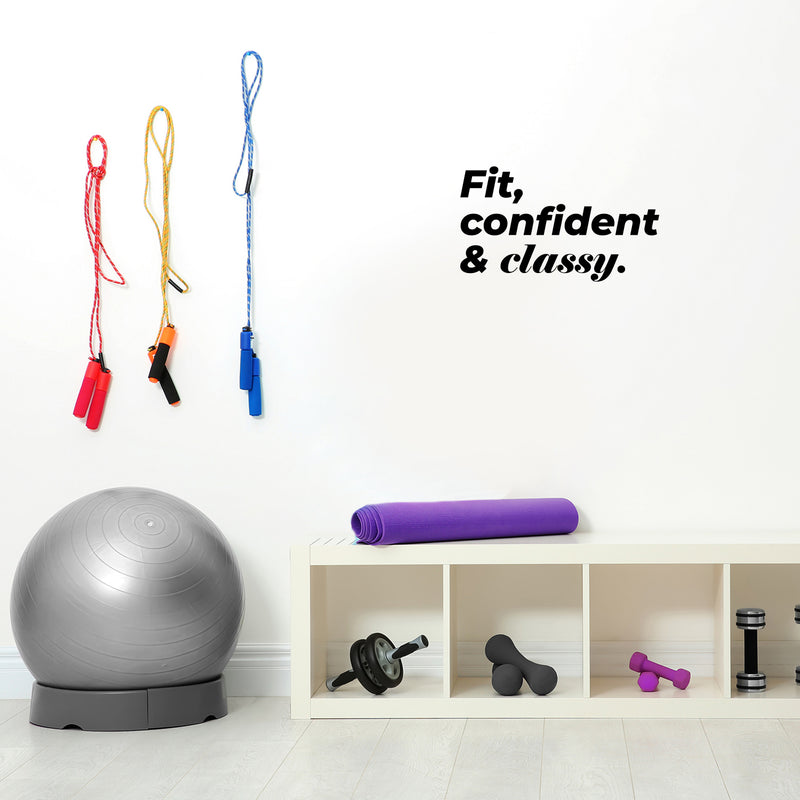 Vinyl Wall Art Decal - Fit Confident And Classy - 8.5" x 15" - Trendy Motivating Positive Healthy Quote Sticker For Workout Room Yoga CrossFit Center Gym Fitness Lifestyle Decor 3