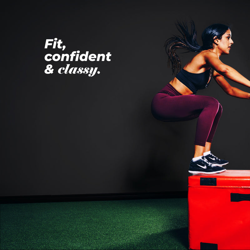 Vinyl Wall Art Decal - Fit Confident And Classy - 8. Trendy Motivating Positive Healthy Quote Sticker For Workout Room Yoga CrossFit Center Gym Fitness Lifestyle Decor 5