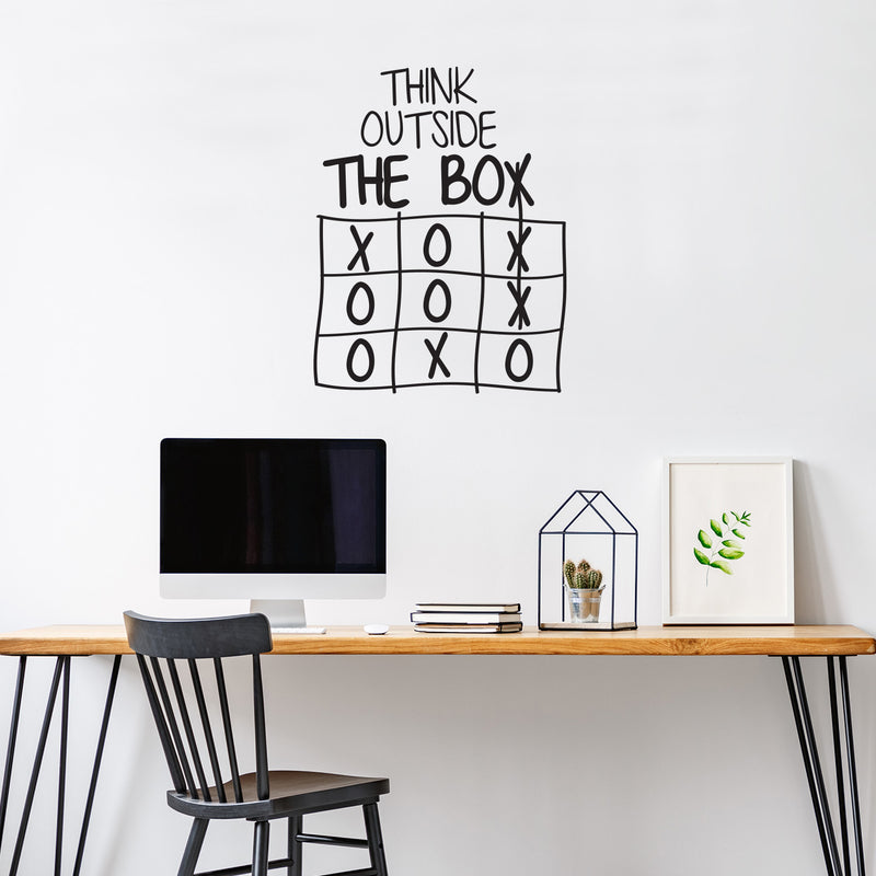 Vinyl Wall Art Decal - Think Outside Of The Box - 21" x 16" - Trendy Fun Good Vibes Quote Cool Design Sticker For Playroom Living Room Classroom School Office Coffee Shop Decor 2