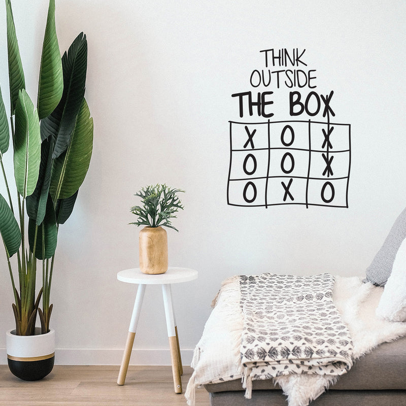 Vinyl Wall Art Decal - Think Outside Of The Box - 21" x 16" - Trendy Fun Good Vibes Quote Cool Design Sticker For Playroom Living Room Classroom School Office Coffee Shop Decor 3