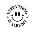Vinyl Wall Art Decal - Everything Is Alright - 4. - Inspirational Positive Vibes Quote Smile Face Design Sticker For Home Office Laptops Notebooks Bumpers Windows Decor 1