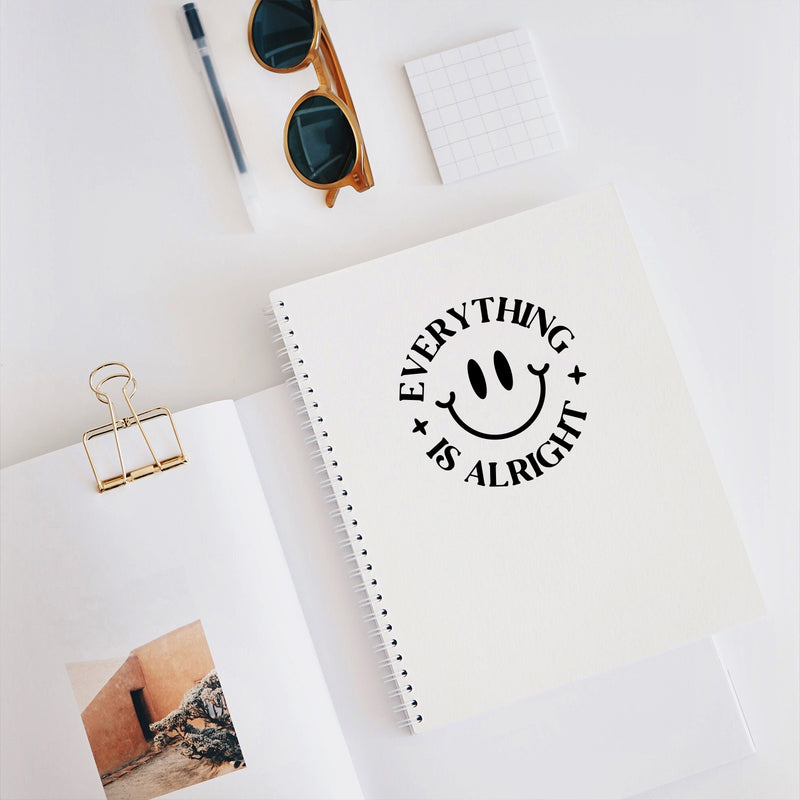 Vinyl Wall Art Decal - Everything Is Alright - 4.5" x 4.5" - Inspirational Positive Vibes Quote Smile Face Design Sticker For Home Office Laptops Notebooks Bumpers Windows Decor 2