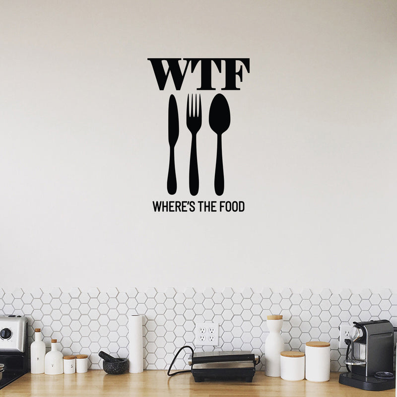 Vinyl Wall Art Decal - Where's The Food - 30" x 20" - Trendy Funny Quote Sticker For Home Living Room Kitchen Dining Room Restaurant Coffee Shop Storefront Decor 2