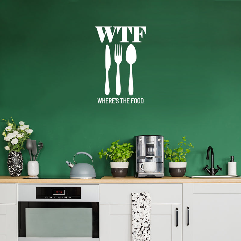 Vinyl Wall Art Decal - Where's The Food - 30" x 20" - Trendy Funny Quote Sticker For Home Living Room Kitchen Dining Room Restaurant Coffee Shop Storefront Decor 3