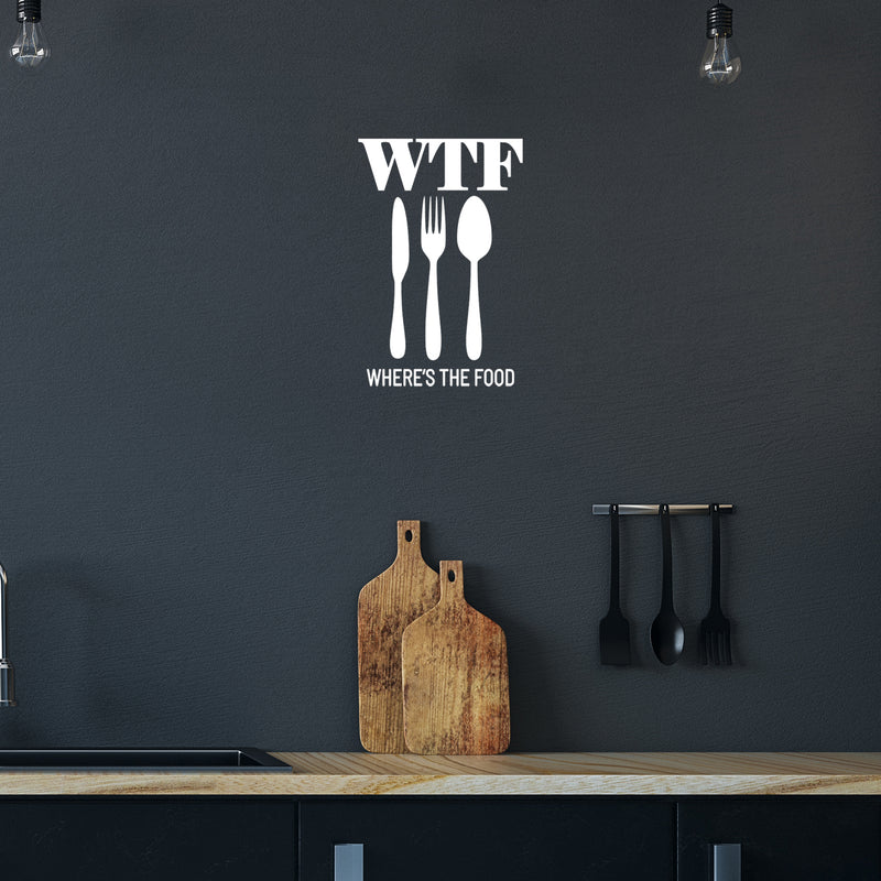 Vinyl Wall Art Decal - Where's The Food - 30" x 20" - Trendy Funny Quote Sticker For Home Living Room Kitchen Dining Room Restaurant Coffee Shop Storefront Decor 2