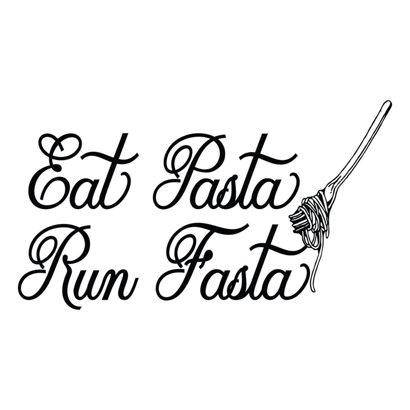 Vinyl Wall Art Decal - Eat Pasta Run Fasta - Modern Fork With Pasta Design Funny Quote Sticker For Home Kitchen Office Restaurant Storefront Decor 1