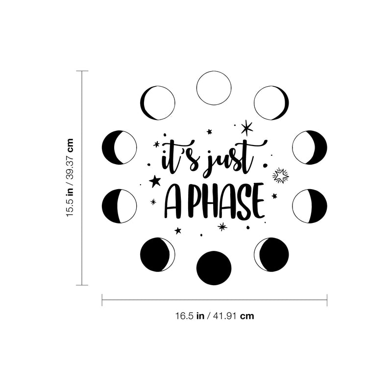 Vinyl Wall Art Decal - It's Just A Phase - 15. - Cute Moon Phases Design Astrology Sticker For Teen Home Bedroom Closet Living Room Coffee Shop Office Storefront Decor 4