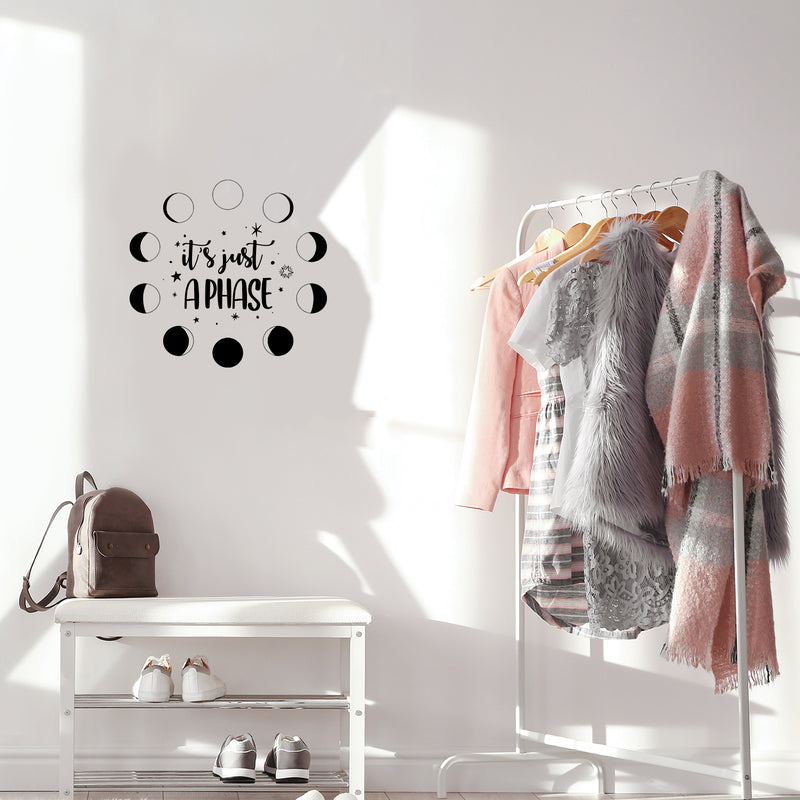 Vinyl Wall Art Decal - It's Just A Phase - 15. - Cute Moon Phases Design Astrology Sticker For Teen Home Bedroom Closet Living Room Coffee Shop Office Storefront Decor 2