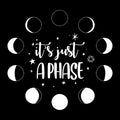 Vinyl Wall Art Decal - It's Just A Phase - 15.5" x 16.5" - Cute Moon Phases Design Astrology Sticker For Teen Home Bedroom Closet Living Room Coffee Shop Office Storefront Decor 1
