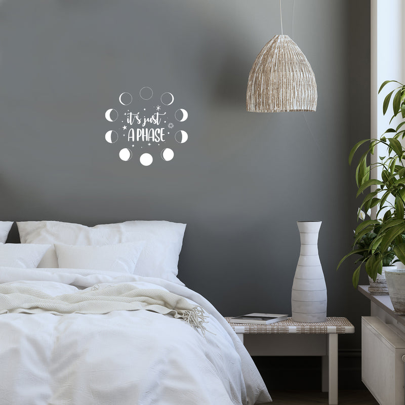 Vinyl Wall Art Decal - It's Just A Phase - 15.5" x 16.5" - Cute Moon Phases Design Astrology Sticker For Teen Home Bedroom Closet Living Room Coffee Shop Office Storefront Decor 3