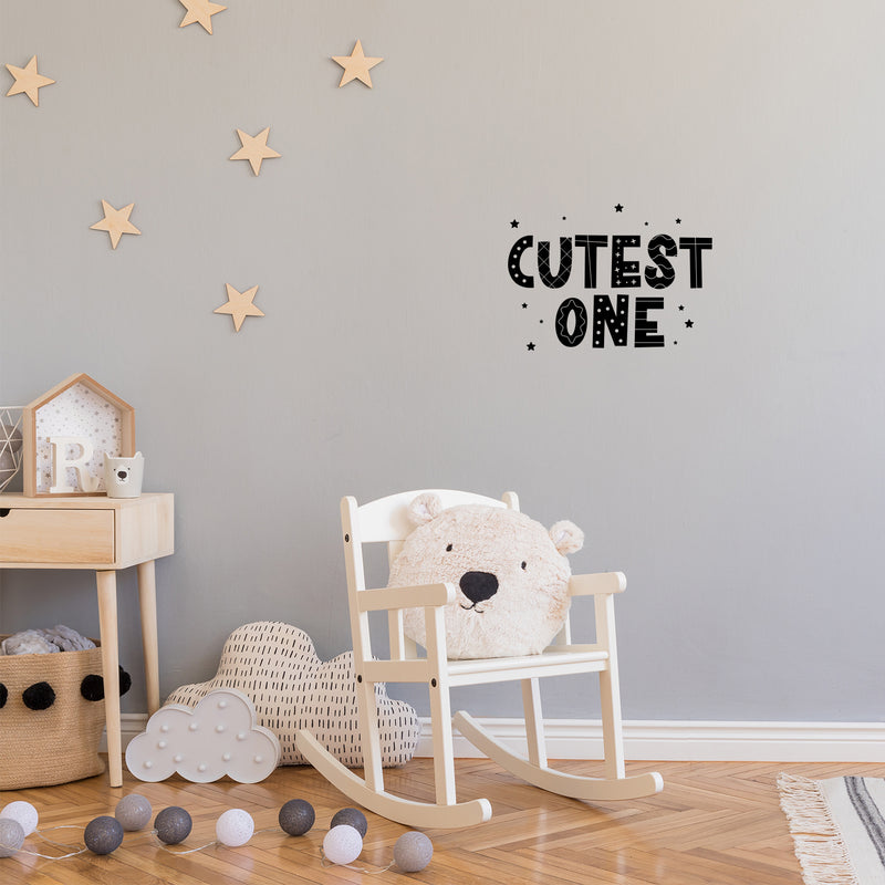 Vinyl Wall Art Decal - Cutest One - 11.5" x 16" - Lovely Fun Inspiring Trendy Kids Quote Sticker For Toddlers Bedroom Baby's Nursery Playroom Family Room Daycare Kindergarten Decor 3