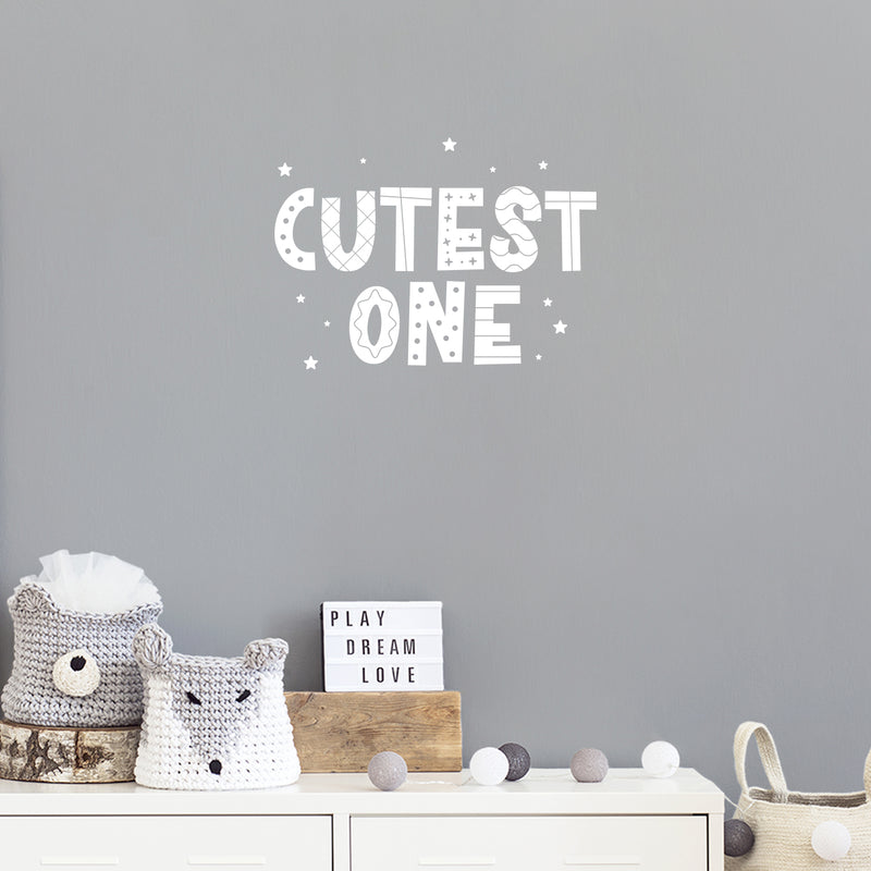 Vinyl Wall Art Decal - Cutest One - 11.5" x 16" - Lovely Fun Inspiring Trendy Kids Quote Sticker For Toddlers Bedroom Baby's Nursery Playroom Family Room Daycare Kindergarten Decor 3