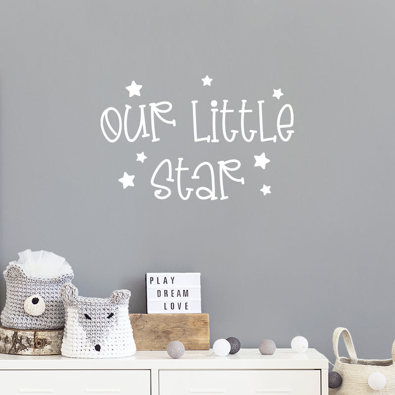 Vinyl Wall Art Decal - Our Little Star - 11.5" x 16" - Lovely Fun Inspiring Trendy Kids Quote Sticker For Toddlers Bedroom Baby's Nursery Playroom Family Room Daycare Kindergarten Decor 2