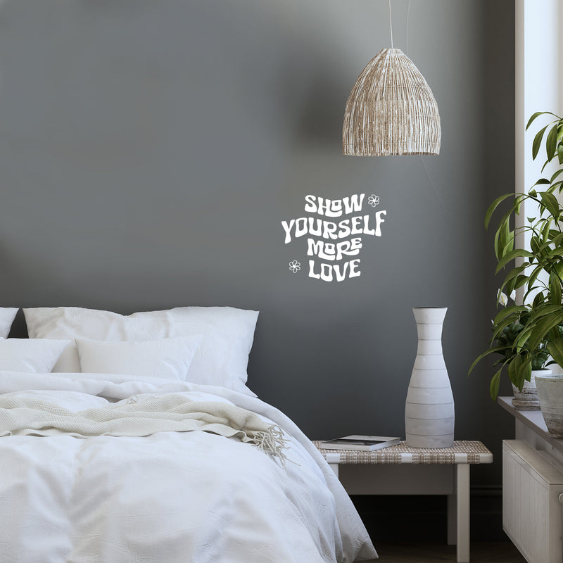 Vinyl Wall Art Decal - Show Yourself More Love - 12.5" x 15" - Trendy Peaceful Inspirational Good Vibes Quote Sticker For Home Office  Bedroom Closet Decor 3