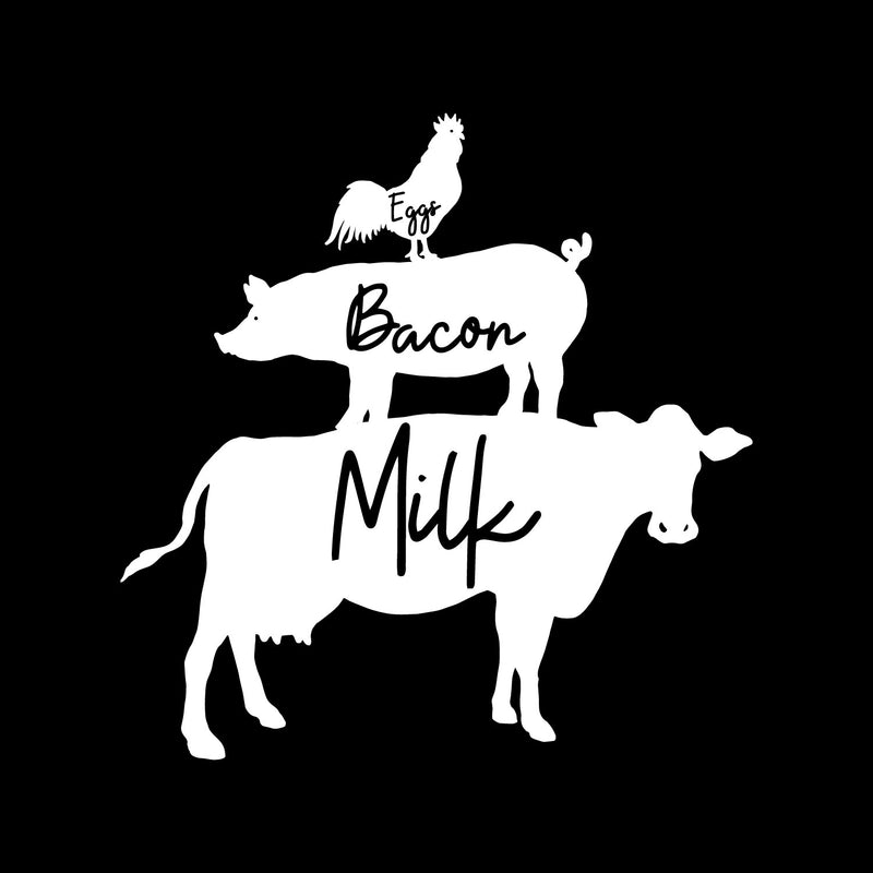 Vinyl Wall Art Decal - Eggs Bacon Milk - 17" x 16.5" - Trendy Fun Cool Farm Animals Design Quote Sticker For Home Playroom Kitchen Dining Room Restaurant Coffee Shop Storefront Decor 1