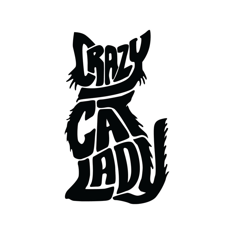 Vinyl Wall Art Decal - Crazy Cat Lady - 25" x 15" - Trendy Cute Funny Joke Cat Shape Quote Sticker For Pets Lovers Home Bedroom Living Office Room Store Decor 1