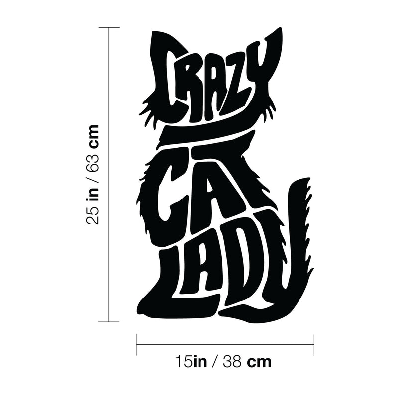 Vinyl Wall Art Decal - Crazy Cat Lady - Trendy Cute Funny Joke Cat Shape Quote Sticker For Pets Lovers Home Bedroom Living Office Room Store Feminine Decor 4