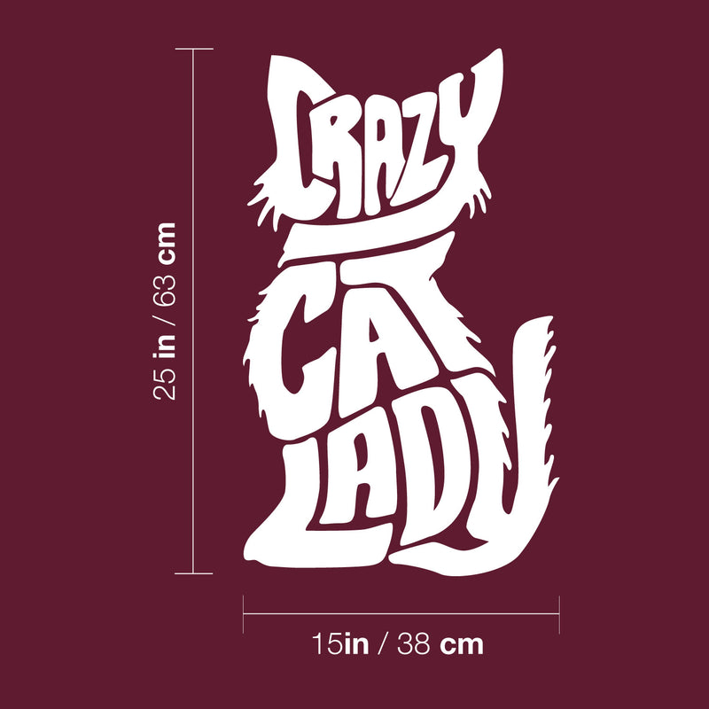 Vinyl Wall Art Decal - Crazy Cat Lady - 25" x 15" - Trendy Cute Funny Joke Cat Shape Quote Sticker For Pets Lovers Home Bedroom Living Office Room Store Decor 4