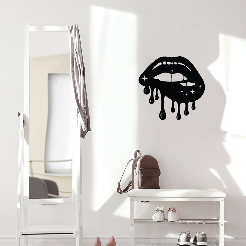 Vinyl Wall Art Decal - Dripping Lips - 23" x 22" - Trendy Motivational Quote Sticker For Bedroom Office Closet Make Up Mirror Boutique Beauty Salon Decor 3