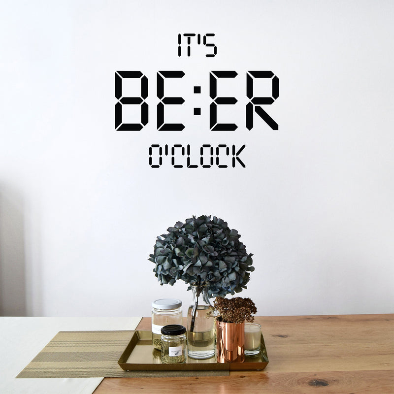 Vinyl Wall Art Decal - It's Beer O'clock - Trendy Sarcastic Funny Adult Joke Quote Sticker For Home Living Room Kitchen Liquor Store Restaurant Bar Storefront Decor 2