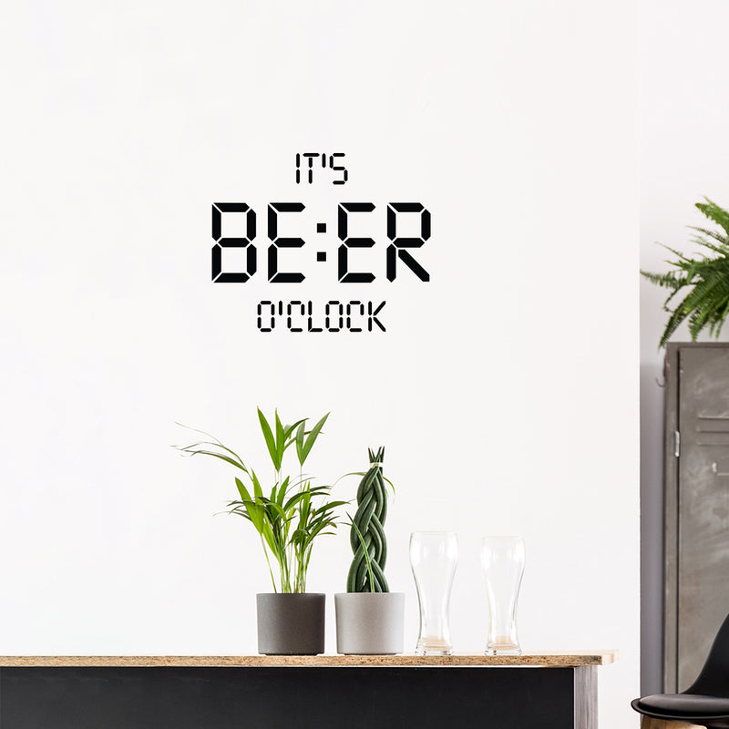 Vinyl Wall Art Decal - It's Beer O'clock - Trendy Sarcastic Funny Adult Joke Quote Sticker For Home Living Room Kitchen Liquor Store Restaurant Bar Storefront Decor 3
