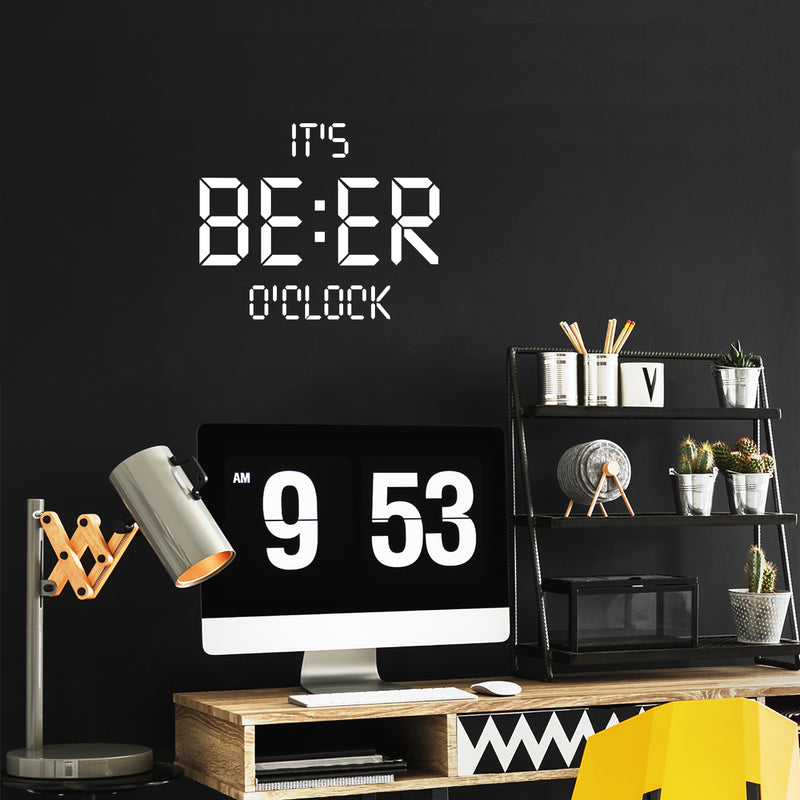 Vinyl Wall Art Decal - It's Beer O'clock - 18" x 22" - Trendy Sarcastic Funny Adult Joke Quote Sticker For Home Living Room Kitchen Liquor Store Restaurant Bar Storefront Decor 2