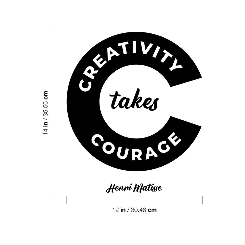 Vinyl Wall Art Decal - Creativity Takes Courage - 14" x 12" - Trendy Inspirational Positive Quote Sticker For Home Kids Bedroom Playroom School Classroom Office Coffee Shop Decor 4