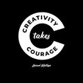 Vinyl Wall Art Decal - Creativity Takes Courage - 14" x 12" - Trendy Inspirational Positive Quote Sticker For Home Kids Bedroom Playroom School Classroom Office Coffee Shop Decor 1