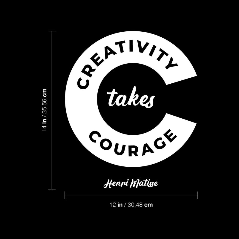 Vinyl Wall Art Decal - Creativity Takes Courage - 14" x 12" - Trendy Inspirational Positive Quote Sticker For Home Kids Bedroom Playroom School Classroom Office Coffee Shop Decor 4