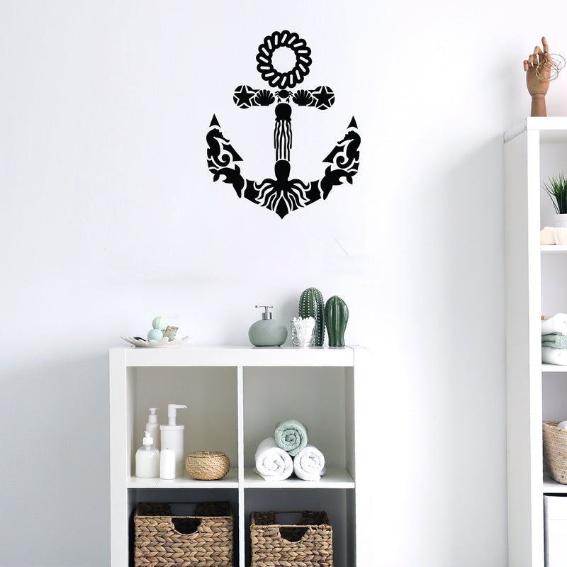 Vinyl Wall Art Decal - Anchor Sea Life - 22" x 25" - Cute Modern Motivational Anchor Shape Design For Bedroom Kids Room Playroom Nursery Daycare Decor 3