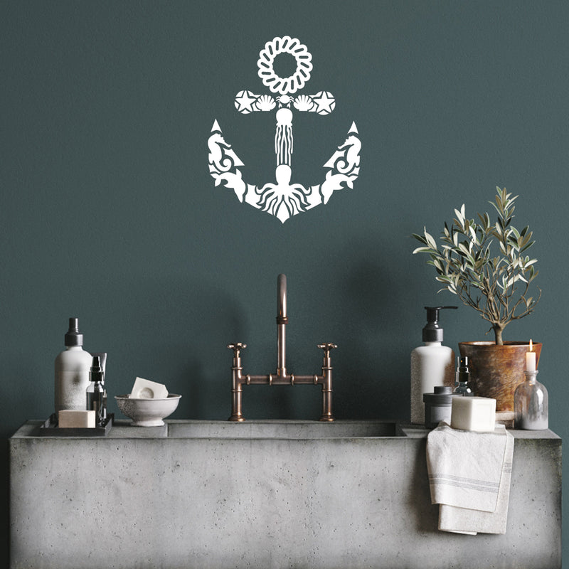 Vinyl Wall Art Decal - Anchor Sea Life - 22" x 25" - Cute Modern Motivational Anchor Shape Design For Bedroom Kids Room Playroom Nursery Daycare Decor 2