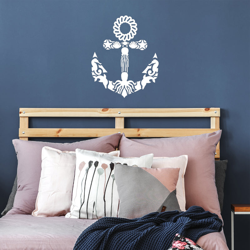 Vinyl Wall Art Decal - Anchor Sea Life - 22" x 25" - Cute Modern Motivational Anchor Shape Design For Bedroom Kids Room Playroom Nursery Daycare Decor 3