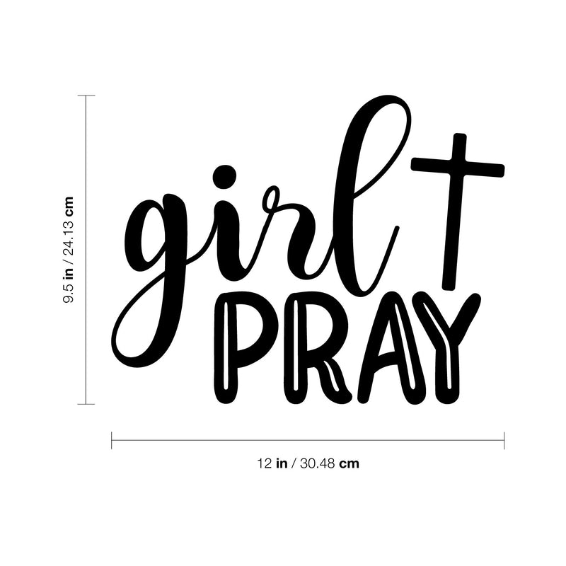 Vinyl Wall Art Decal - Girl Pray - 9.5" x 12" - Modern Inspirational Lovely Spiritual Quote Sticker For Home Bedroom Closet Living Room Coffee Shop Religious Center Decor 4