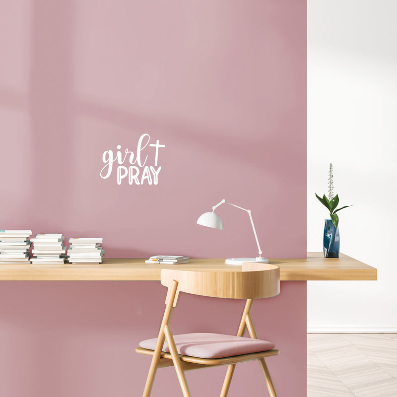 Vinyl Wall Art Decal - Girl Pray - 9.5" x 12" - Modern Inspirational Lovely Spiritual Quote Sticker For Home Bedroom Closet Living Room Coffee Shop Religious Center Decor 3