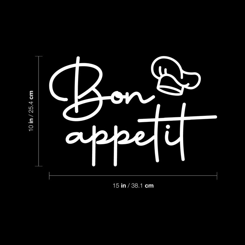 Vinyl Wall Art Decal - Bon Appetit - 10" x 15" - Trendy Lovely Fun Good Vibes Quote Sticker For Home Kitchen Dining Room Dinner Restaurant Cafeteria Coffee Shop Storefront Decor 4