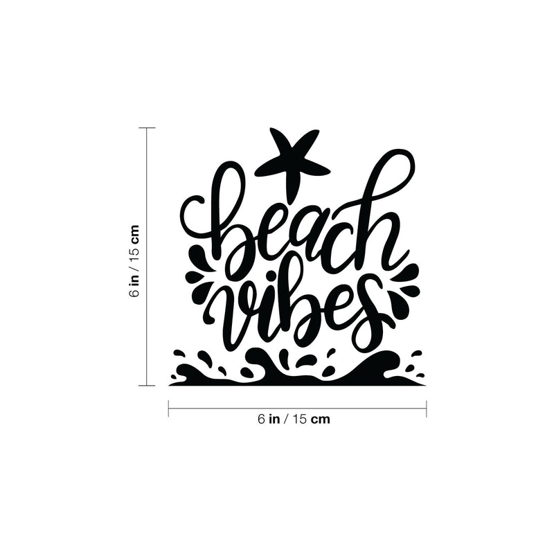 Vinyl Wall Art Decal - Beach Vibes - 6" x 6" - Inspiring Positive Summer Vibes Quote Star Design Sticker For Home Office Laptops Notebooks Cars Windows Decor 5