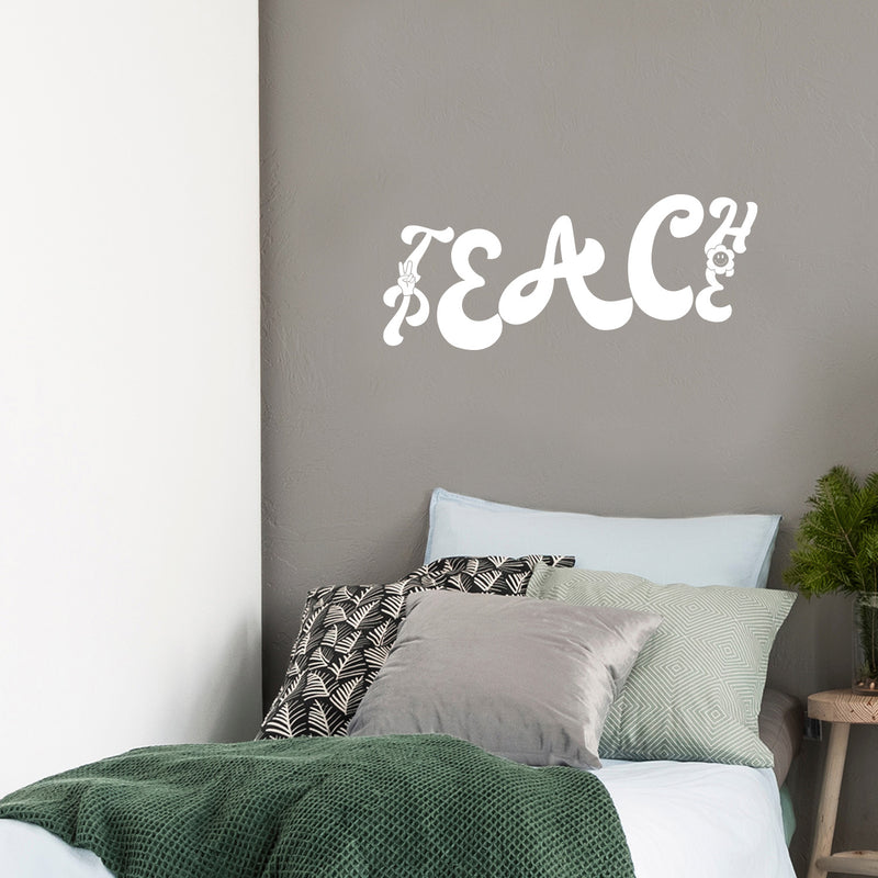 Vinyl Wall Art Decal - Teach Peace - 14" x 34" - Trendy Inspirational Positive Quote Sticker For Home Kids Room Bedroom School Classroom Nursery Office Decor 3