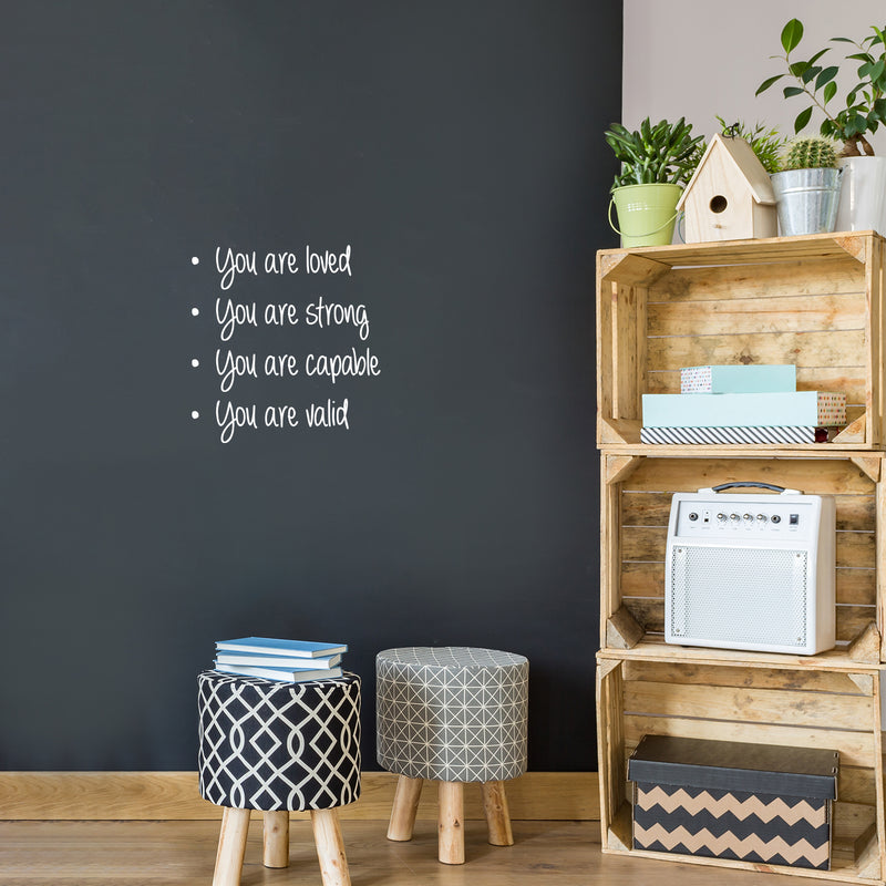 Vinyl Wall Art Decal - You Are Loved You Are Strong - 17.5" x 16.5" - Trendy Inspirational Positive Self Esteem Quote Sticker For Home Kids Bedroom Living Room Playroom Classroom Decor 3