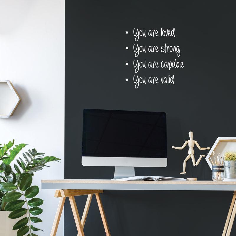 Vinyl Wall Art Decal - You Are Loved You Are Strong - 17.5" x 16.5" - Trendy Inspirational Positive Self Esteem Quote Sticker For Home Kids Bedroom Living Room Playroom Classroom Decor 2