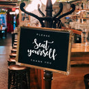 Vinyl Wall Decal - Please Seat Yourself Thank You - 11.5" x 12" - Modern Safety Sign Social Reunion Quote Sticker For Customers Office Entry Hall Conference Room Windows Storefront Decor 2